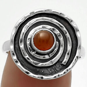 Spiral - Natural Carnelian 925 Sterling Silver Ring s.8 Jewelry R-1361