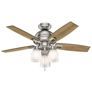 Hunter 44" Donegan Ceiling Fan w/ 3 LED Lights Pull Chain Farmhouse Traditional - Picture 1 of 3