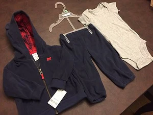 Carters Baby Boy Infant Set Sweatsuit Hoodie & Pants 3pc 6-9 mo - Picture 1 of 4
