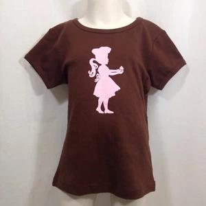 Cupcake Baker Kids T Shirt Brown Short Sleeves Pink Design Cotton Chef NEW 6/8 - Picture 1 of 9