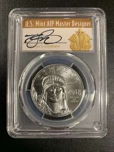 2018 PCGS MS70 Platinum Liberty $100 Cleavaland Signed - Picture 1 of 2