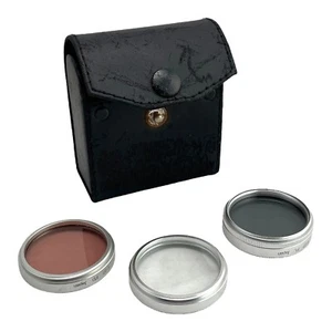 Vintage Lot 3 Merkury Optics Japan 37mm Camera Filters PL, FD, & UV Case V-37 - Picture 1 of 7