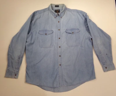 Vintage Chaps Ralph Lauren Blue Denim Long Sleeve Button Shirt Mens Size XL - Image 1 of 4