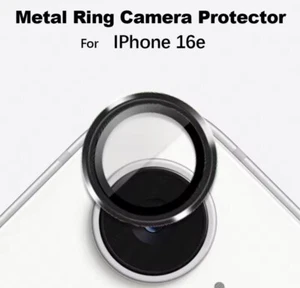 16e 3D Camera Protector Lens Tempered Glass Metal Ring For Apple Iphone 16e - Picture 1 of 11