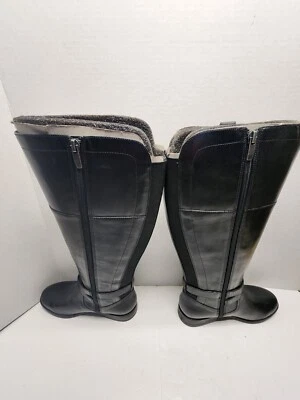 Marc Fisher Audrey Twin Buckle Tall Riding Boots Women's Size 6M Black Leather - Imagem 1 de 4