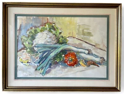 Vintage VEGETABLES still life painting signed P. KAALI NAQL framed 1990's - image 1 of 4