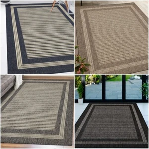 Bordered Anti Slip back flatweave mats for kitchen outdoor indoor non slip rug - Picture 1 of 30