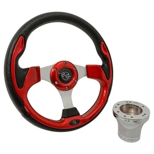 GTW 12.5" Red Rally Golf Cart Steering Wheel for Club Car Precedent (2004-Up) - Bild 1 von 3