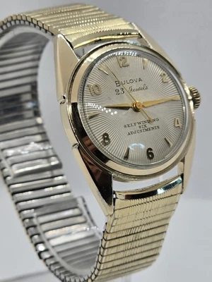 Vintage 1955 Bulova "23" 10K Gold(RGP) W/10k Gold(Rgf) Vtg. Band. Sunburst Dial! - Image 1 of 4