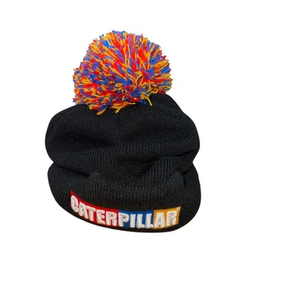 Gorro Caterpillar CAT Bordado Negro Pom Pom Usado Unisex Talla Única Foto 1 de 4