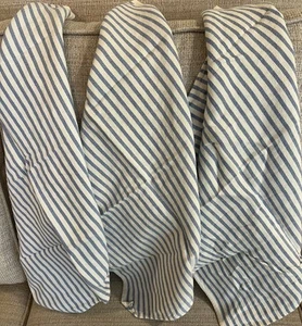 Set Of 3 Flax Linen Cotton Kitchen Towels Blue Stripe PANNON HUNGARY - Picture 1 of 7