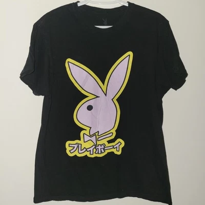 Japanese Anime Playboy Bunny Short Sleeve T-Shirt Women's Size Large Black Pink - Image 1 of 4