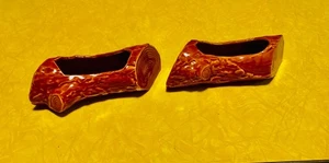Vintage-1950’s-Ceramic Log Planter-Brown - Rustic Decor-8” x 2.5” EXCELLENT And - Picture 1 of 3