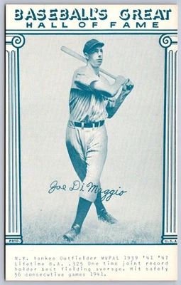 Tarjeta arcade de béisbol K39/Interesante no postal Joe DiMaggio Yankees 419 Foto 1 de 2