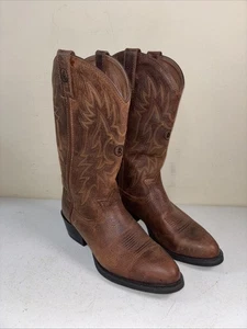 Mens Tony Lama Cowboy Boots Sz 9D RR 4012 Brown Leather Pull On Western Boot EUC - Picture 1 of 9