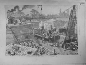 1887 Eiffel Tower Foundation Work 1 Old Diary - Picture 1 of 1