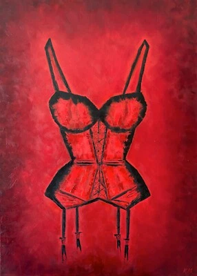 Elegant Dominant, Kristina Mallen|Original Unique Oil Erotic Painting on Canvas - Image 1 of 4