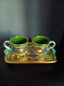 Sambuco Mosaic Set Of 2 Espresso Cups And Tray - Picture 1 of 14