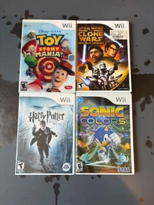 Wii Game Lot (4) Sonic Colors, Toy Story Mania, Clone Wars Republic Hereos HP - Picture 1 of 6
