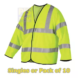 1 o 10 x Chaleco Hi Vis Amarillo Manga Larga Alta Visibilidad Sitio Chaleco Hivis EN471 3 - Imagen 1 de 1