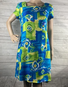 Vintage Jessica Howard Kleid Damen Größe 8 blau gelb grün Blumenmuster Aquarell - Bild 1 von 12