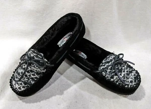 Minnetonka Britt Knit Plug Trapper Black Suede Women's Slipper - Size 6/10 NWB - Picture 1 of 7
