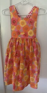NWT Talbots Sz 7 Kids Pink Flower Party Sun Dress Button Closure Knee Length - Picture 1 of 7
