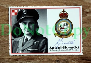 WW2: S/Ldr ANTONI GLOWACKI 501 Sqn Polish fighter pilot autographcard + bio - Picture 1 of 2