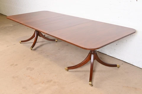Kittinger Georgian Banded Mahogany Double Pedestal Extension Dining Table Cover