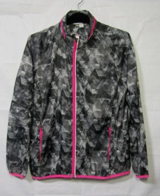 BCG Black/Gray/Hot Pink Hooded Lightweight Windbreaker Zip Front/Vented Back XL - Image 1 of 4