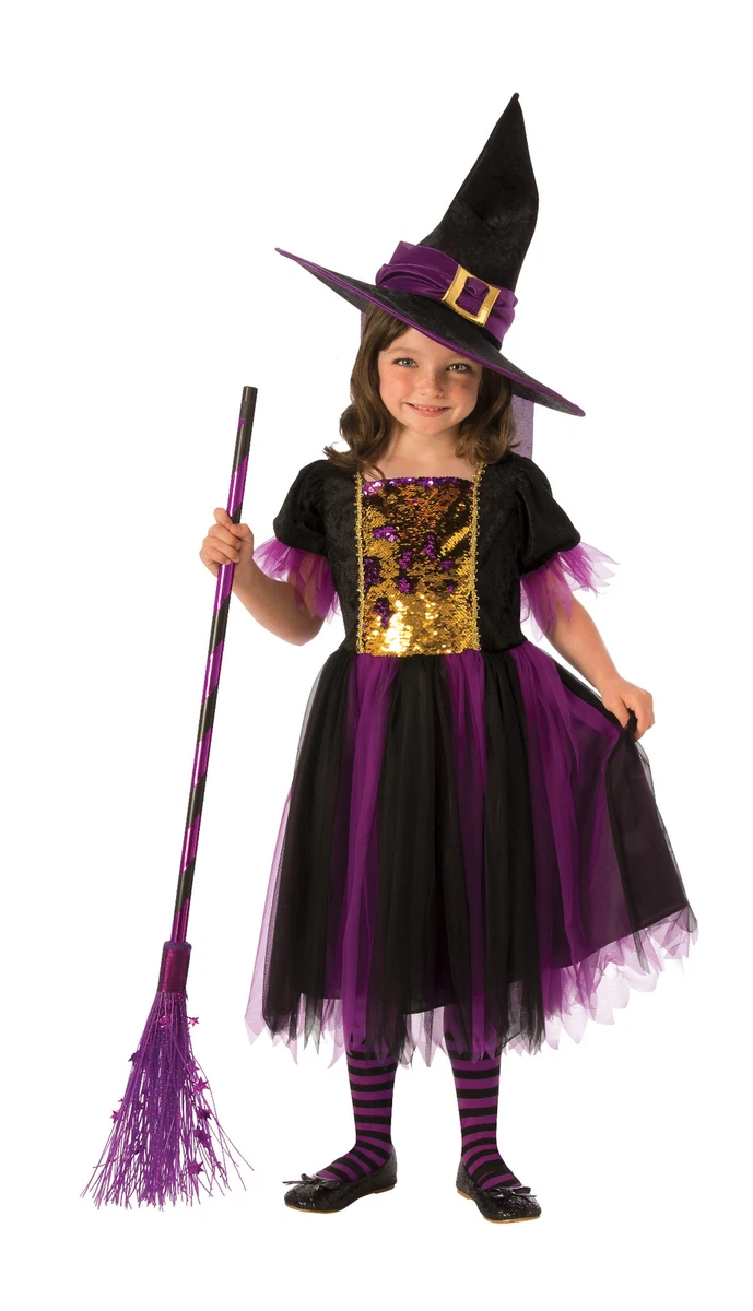 Hexen-Kostüm Für Mädchen „Superstar Purpy“ – Buntes Kinderkostüm In Größe L (Karneval, Halloween)