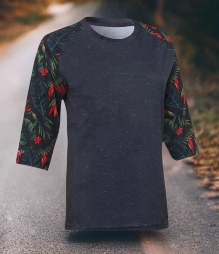 Cycling Jersey 3/4 Sleeve Tropical/Gray 100% Coolmax Polyester - Image 1 of 1