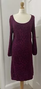 EAST Knit Dress Pink Animal Print Wool Cashmere Angora UK 14 - Picture 1 of 8
