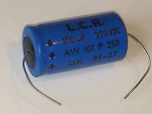 100uF 250V LCR AXIAL ELECTROLYTIC AUDIO GRADE CAPACITOR ad1s2 - Picture 1 of 1
