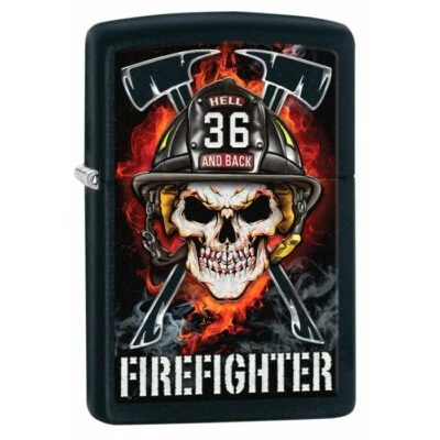 ZP26 Encendedor Zippo: Calavera Bombero - Negro Mate 80748 Hell and Back 36 Foto 1 de 2