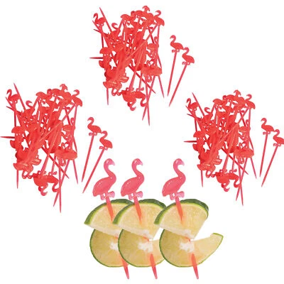 Lote a granel tema flamenco plástico verano 3" cóctel bebidas selecciones, 108 quilates, rosa Foto 1 de 4