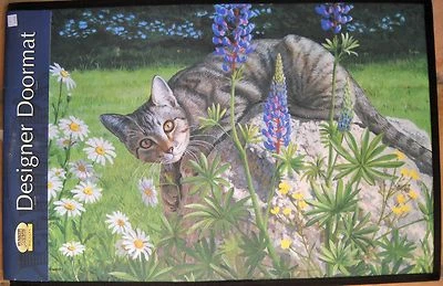 Felpudo de diseñador de codo de violinista WILD WINGS Persis Clayton Weirs gato atigrado nuevo con etiquetas Foto 1 de 3