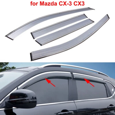 Deflector de visera de ventana de coche protectores de lluvia moldura cromada para Mazda CX-3 CX3 2016-2026 Foto 1 de 4