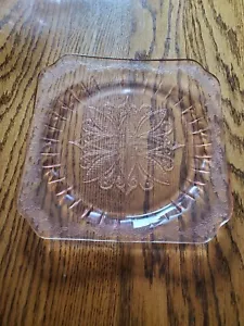 Antik Rosa Vertiefung Glas Adam Muster Quadratisch 9" Essteller Jeannette Co. - Bild 1 von 4