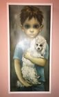 Vintage Margaret Keane "No Dogs Aloud" Boy & Dog giclee On canvas 12” X 24” Art
