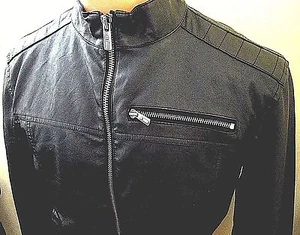 i Jeans by Buffalo Small Faux Leather Moto Jacket Black Motorcycle Bomber Mens - Bild 1 von 9