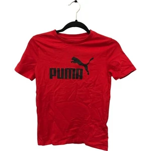 Puma T-Shirt Youth Boys Size M (10-12) Red Crew Neck Logo Casual Short Sleeve - Picture 1 of 9