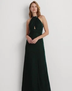 Lauren Ralph Lauren Women’s Sleeveless Velvet Beaded Halter Gown Size 10 - Picture 1 of 7