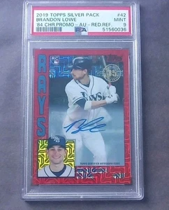 2019 Topps Update Chrome Silver Pack Brandon Lowe Red Refractor Auto RC PSA 9 - Picture 1 of 3