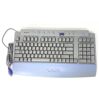Vintage Sony VAIO Keyboard PS/2 Wired Model PCVA-KB1P/UA + Armrest / Tested! - Image 1 of 4