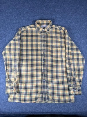 The Fox Collection Shirt Mens Large Yellow Blue Plaid Flannel Button Up JCPenney - Image 1 of 4
