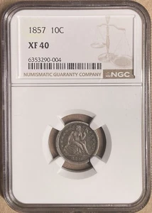 1857 NGC XF40 Liberty Seated Dime 10c - Picture 1 of 2