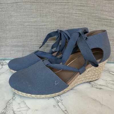 New Vionic Kaitlyn Denim Blue Espadrille Wedge Sandals Size 9.5 - Image 1 of 4