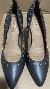 Corso Como Crosby Gray Leather Studded Pumps Heels Anthropologie Pointed Size 8 - Picture 1 of 3