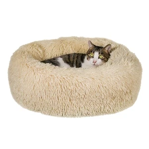 Calming Cat Bed - Anti Anxiety Round Fluffy Plush Faux Fur, Washable 23 inche... - Picture 1 of 7